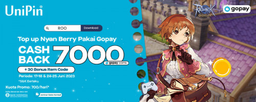 Cashback 70% Koin GoPay & Bonus Melimpah Bagi Pemain Ragnarok Origin yang Top Up Nyan Berry Pakai GoPay!